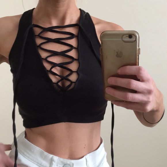 Guess Tops - Guess lace up crop top